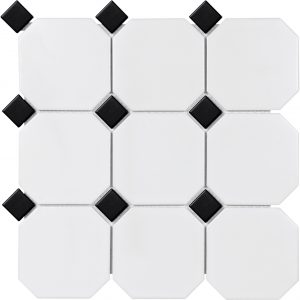 4" White Octagon w/Black Dot Matte
