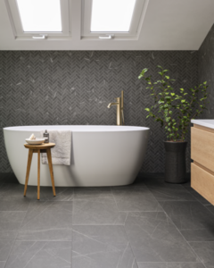 Saturn Grey 15x30 & 1x3 Herringbone Mosaic RS