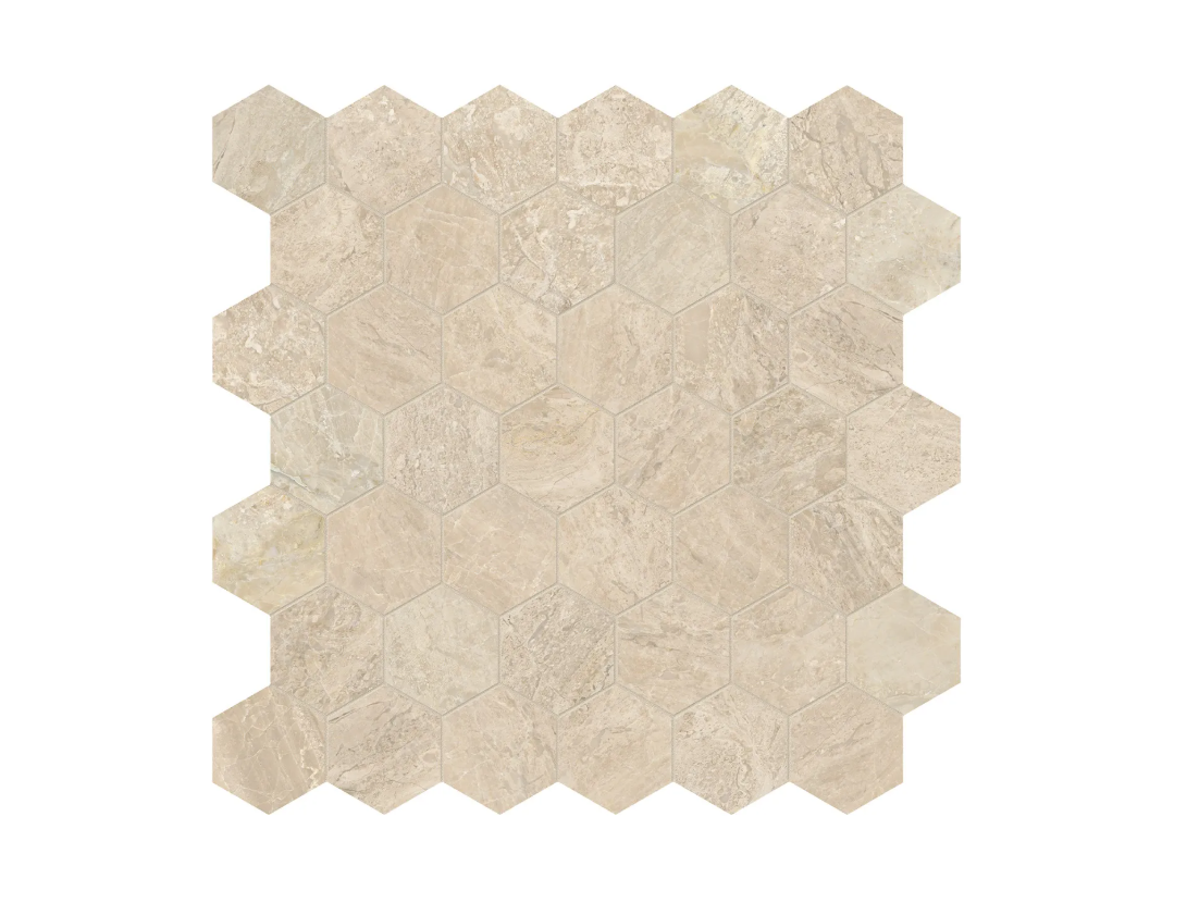 Impero Reale - Marble 2in Hexagon Mosaic Honed, Polished