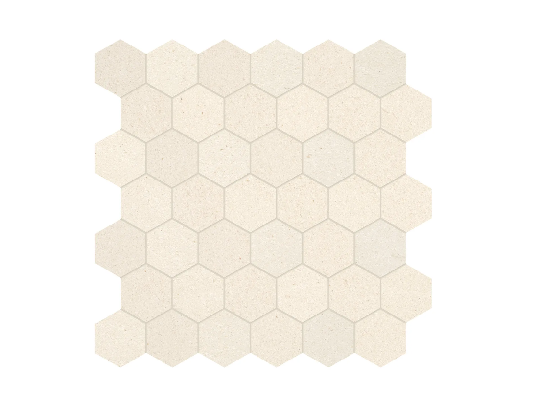 Serene Ivory -Limestone 2in Hexagon Mosaic Honed